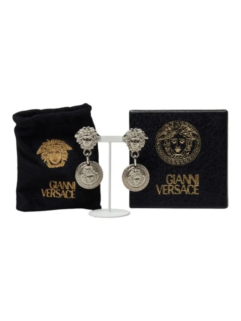 Versace Medusa Logo Earrings Silver Metal